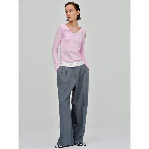 Source Unknown Pants - Source Unknown Reversed Waistband Trousers in Piombo Size Large